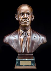 Barack Obama portrait bust sculpture limited edition in cold cast bronze