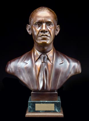 Click this picture to learn more about this limited edition 3/4 scale cold cast bronze Obama bust